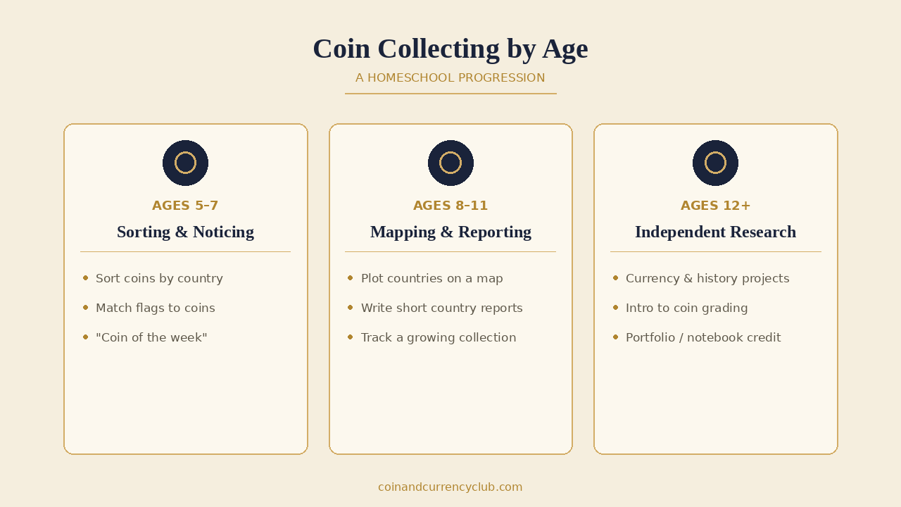 Coin collecting activities by age
